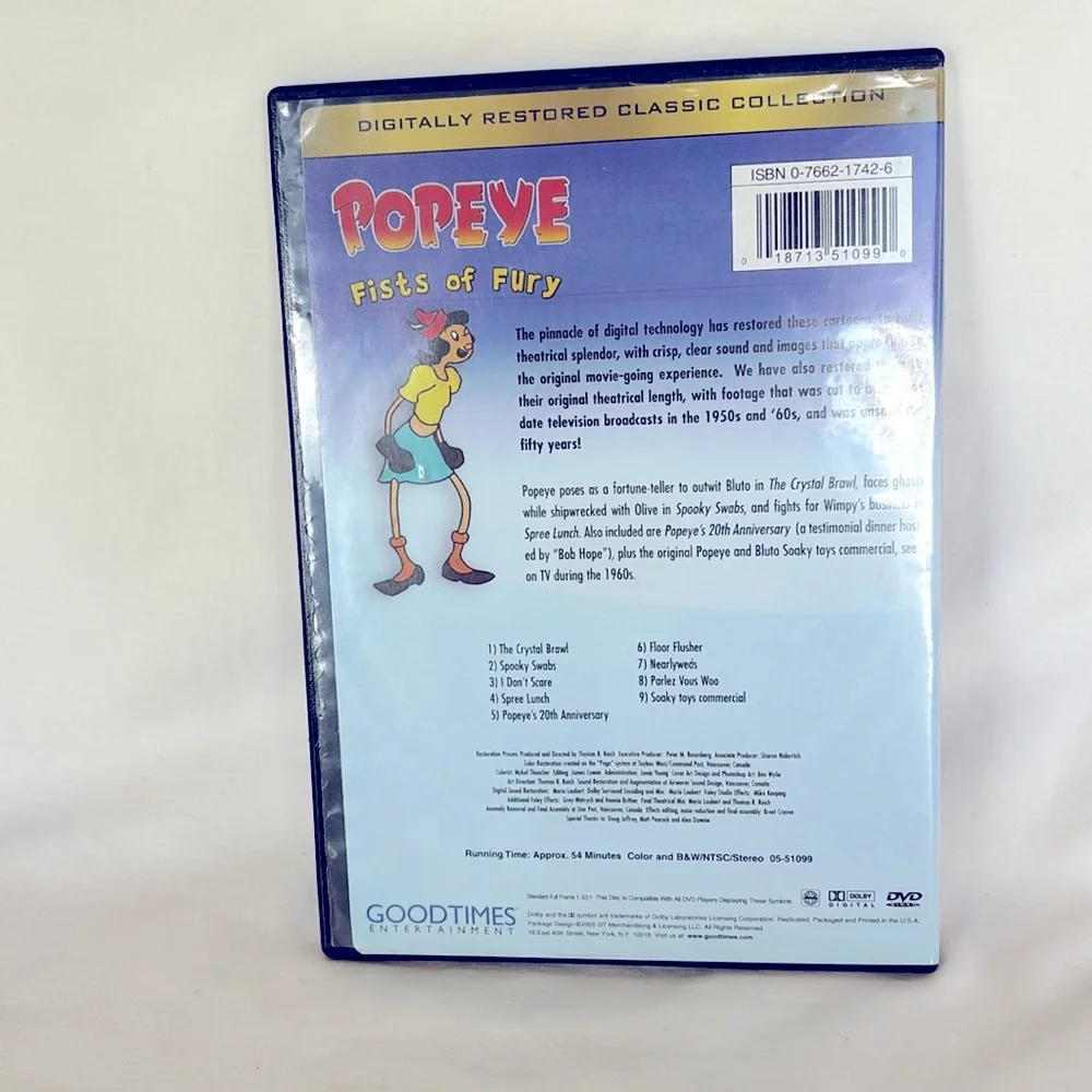 Slightly Used Collectible 2004 Popeye Fists Of Fury DVD - - Picture 2 of 7